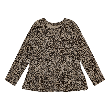 Billede af BIRKHOLM Peplum Bluse Leopard Brun